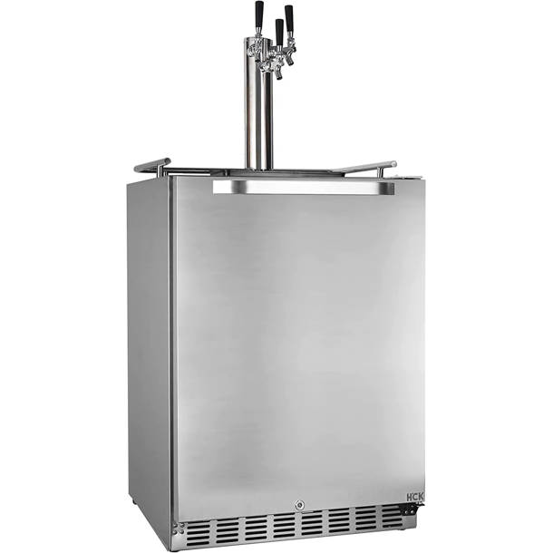 Zephyr Silver Steel Outdoor Triple Tap Freestanding Kegerator with Door